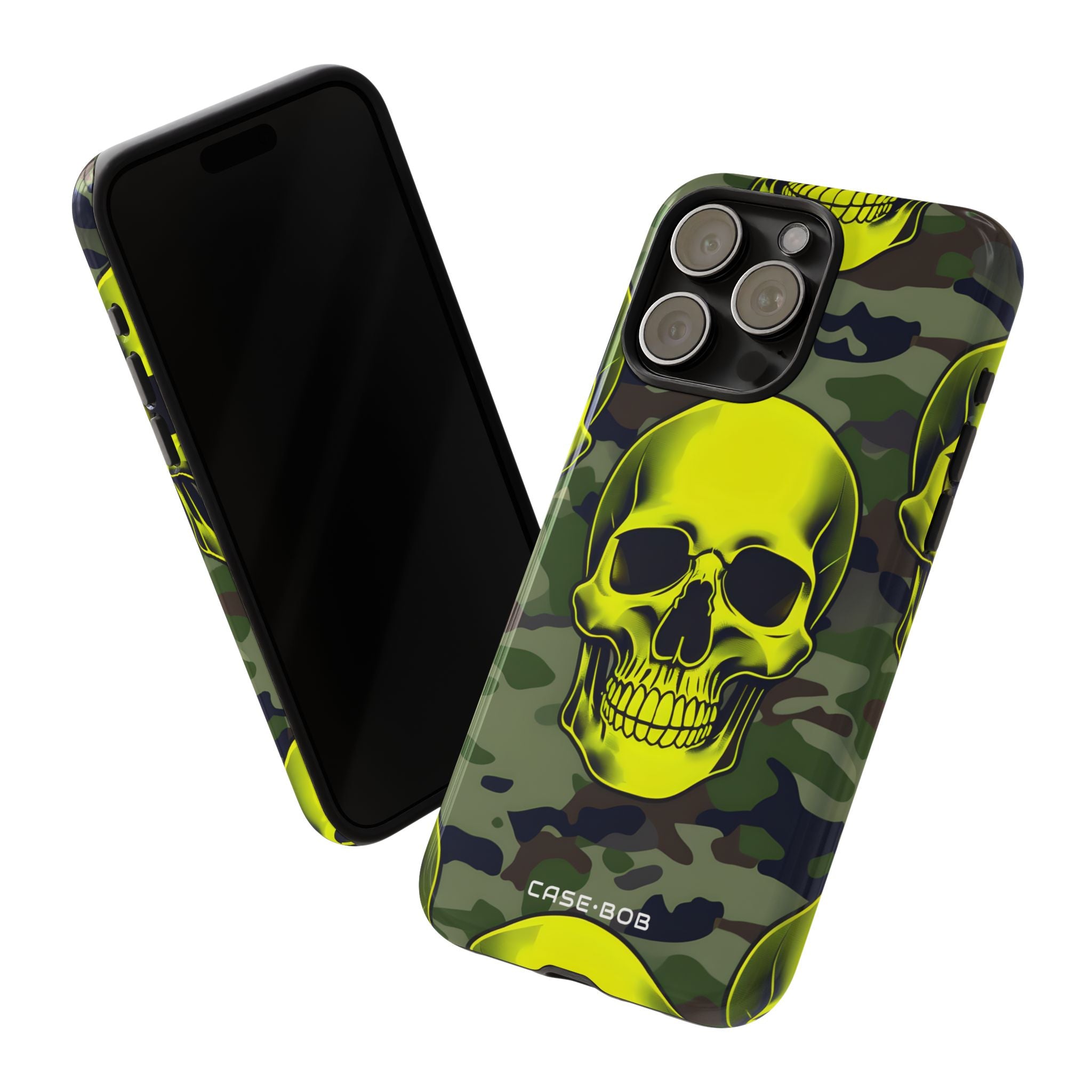 Neon Skull Camo iPhone 15 Pro Max Case - Tough