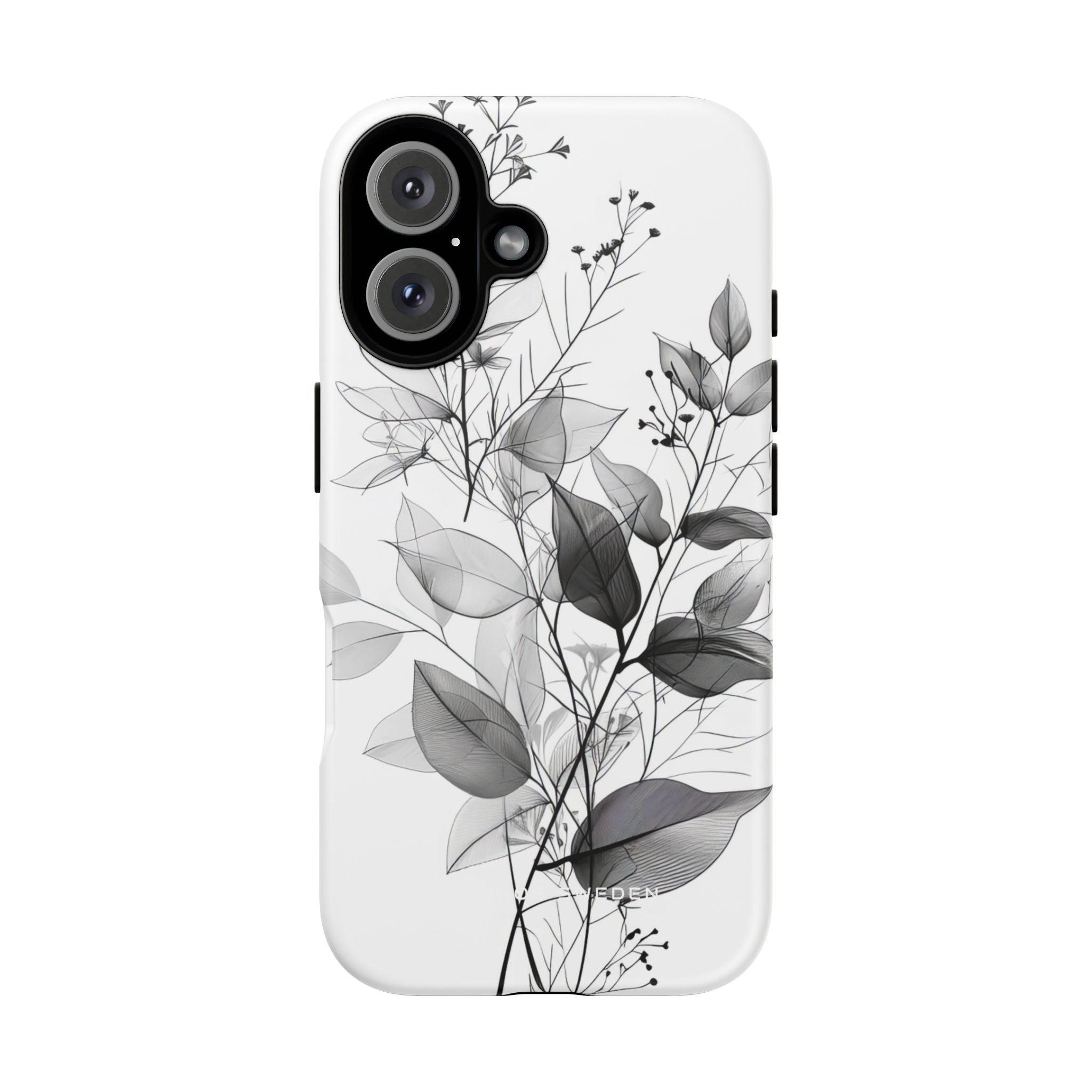 Monochrome Floral Elegance iPhone 16 - Tough Phone Case