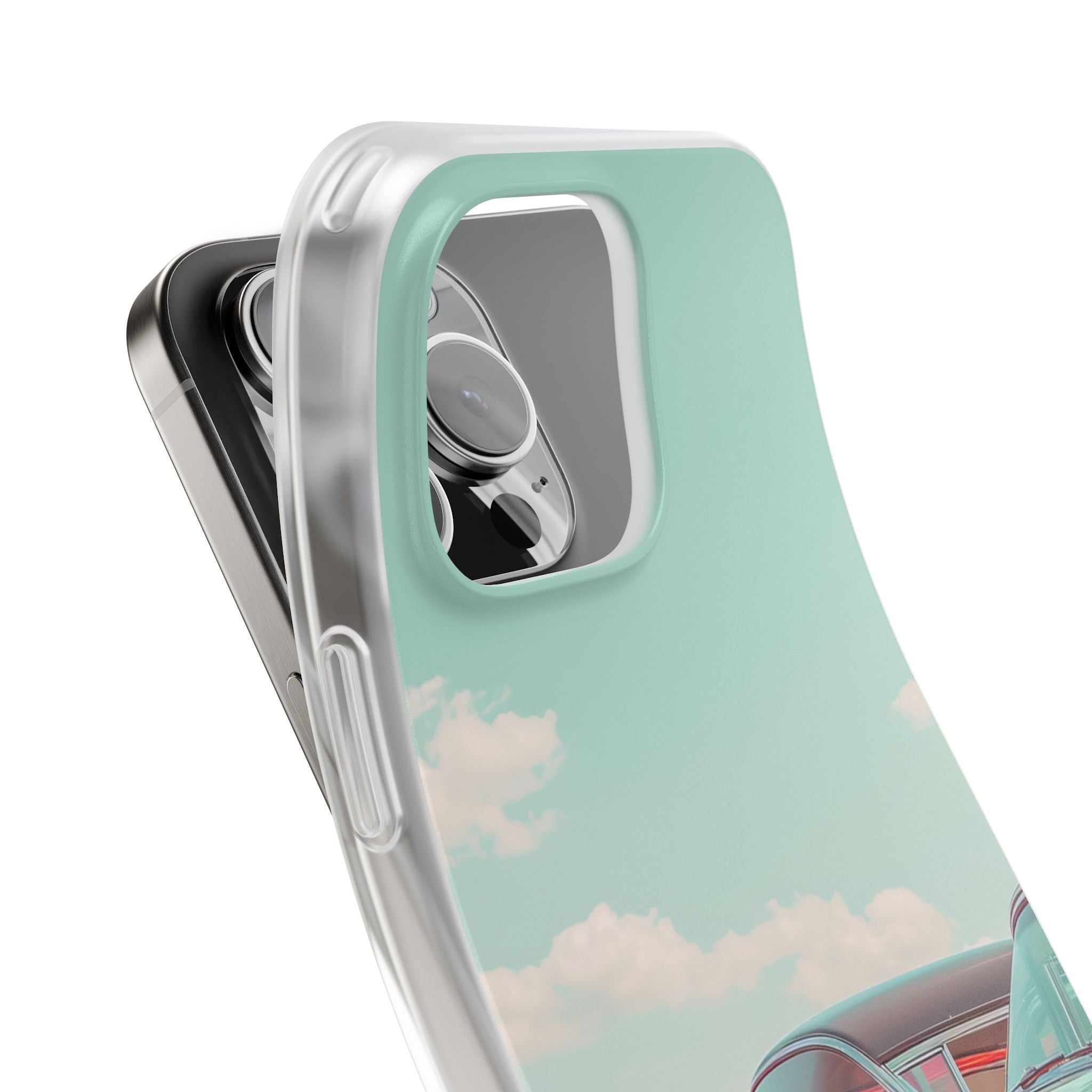 Vintage Turquoise Cars - Flexi iPhone 16 Phone Case