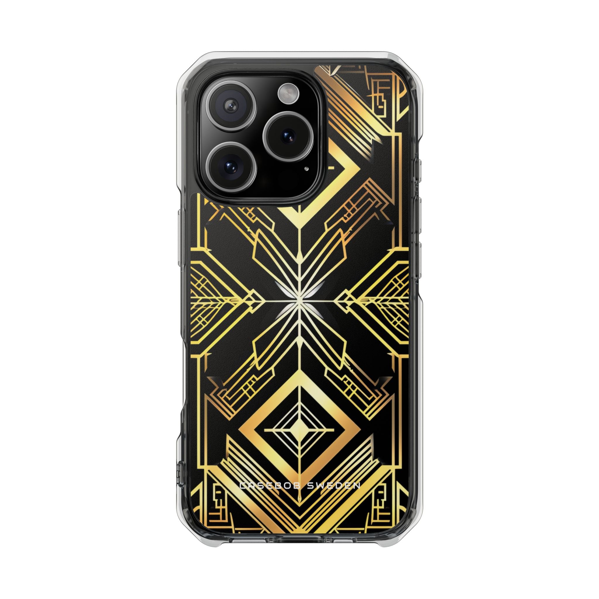 Golden Geometric Opulence iPhone 16 - Transparente, stoßfeste Handyhülle