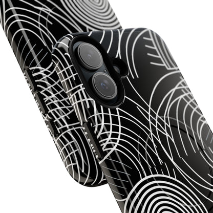 Monochrome Spiral Curves iPhone 16 - Tough+