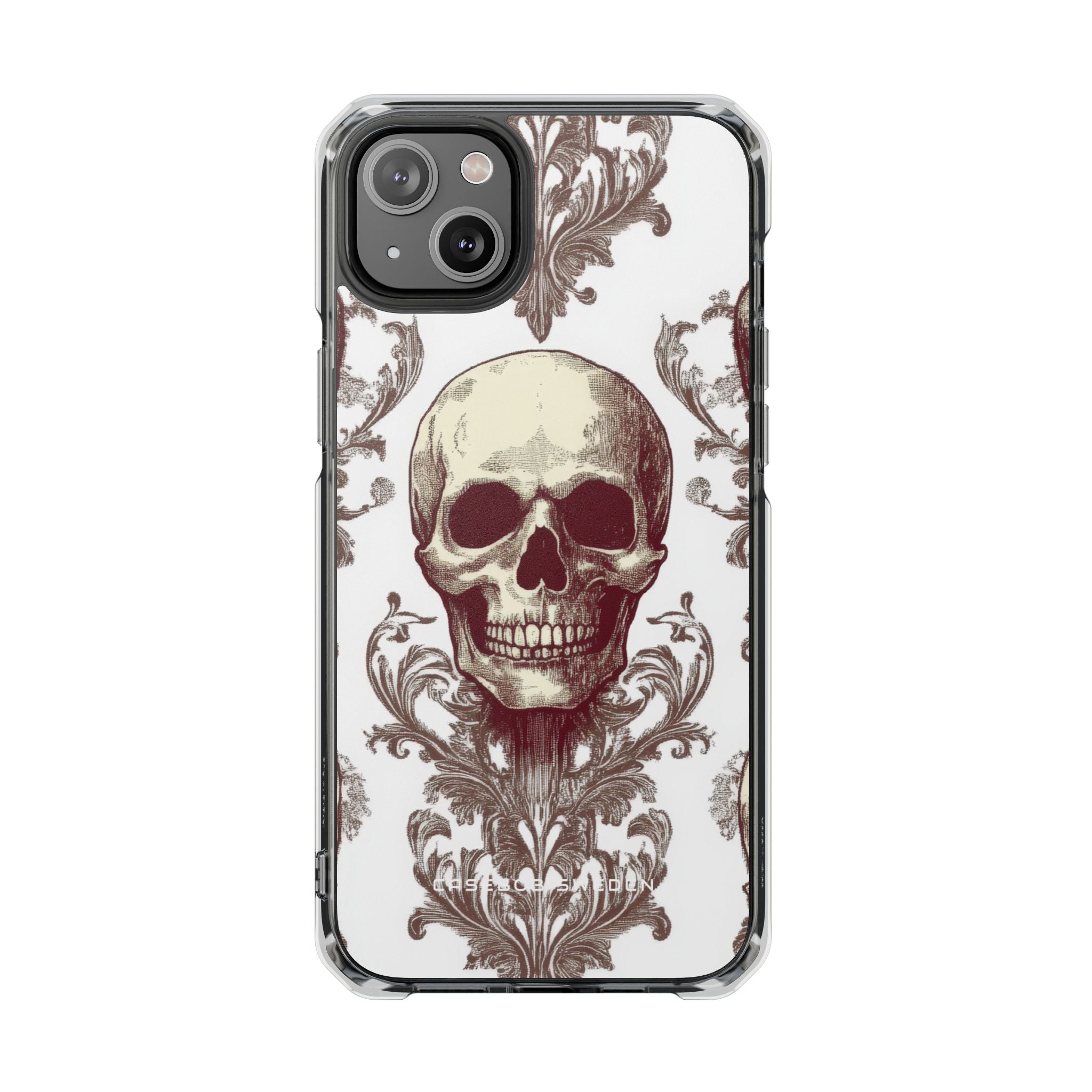 Gothic Skulls and Ornate Foliage iPhone 14 - Clear Impact Phone Case