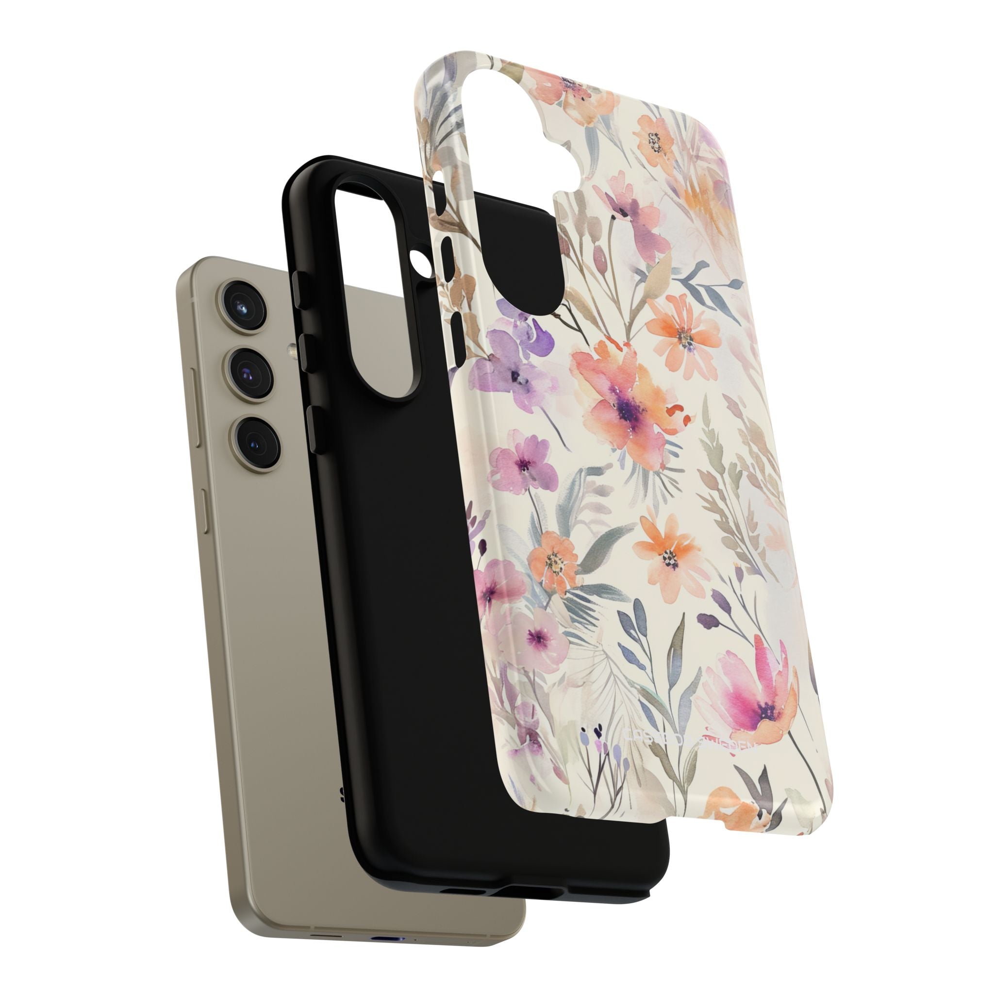 Soft Pink Floral Watercolor Design - Tough Samsung S24 Phone Case