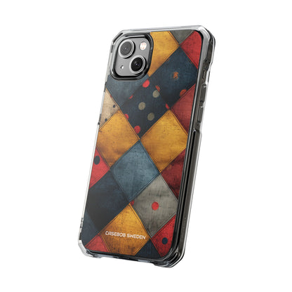 Blue Red Patchwork - Clear Impact iPhone 14 Phone Case