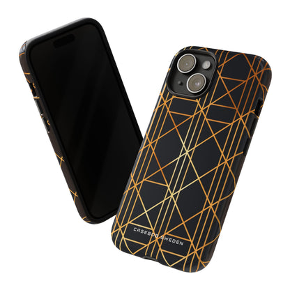 Golden Geometric Elegance iPhone 15 - Tough Phone Case