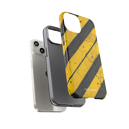 Yellow Stripe Distress iPhone 14 Case - Tough