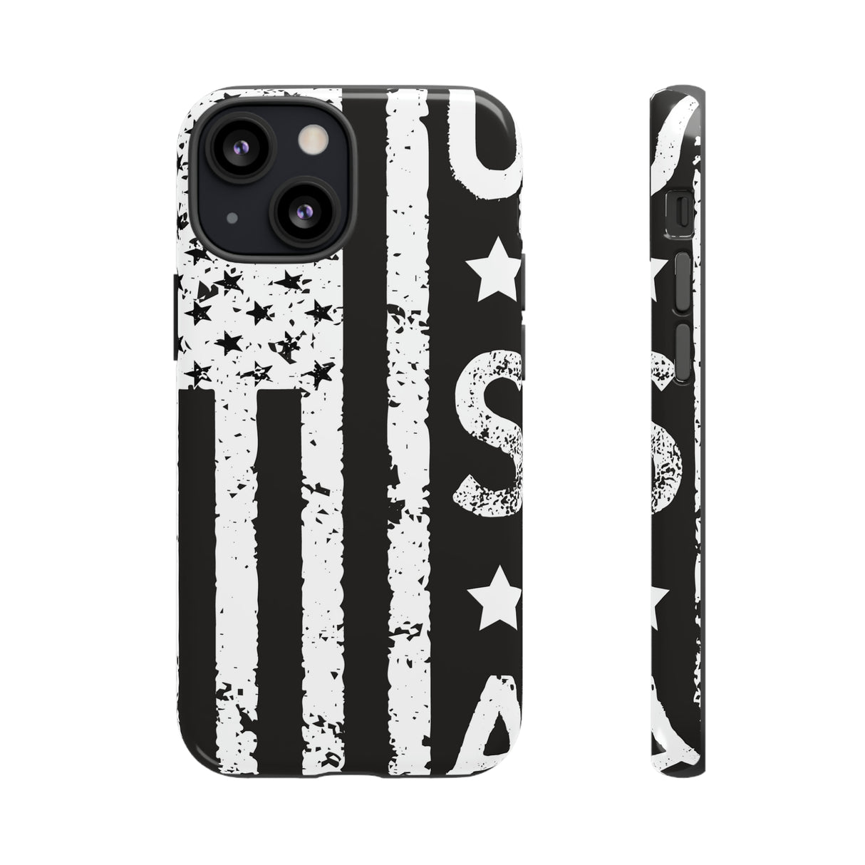 Black n White U.S Flag - Protective Phone Case