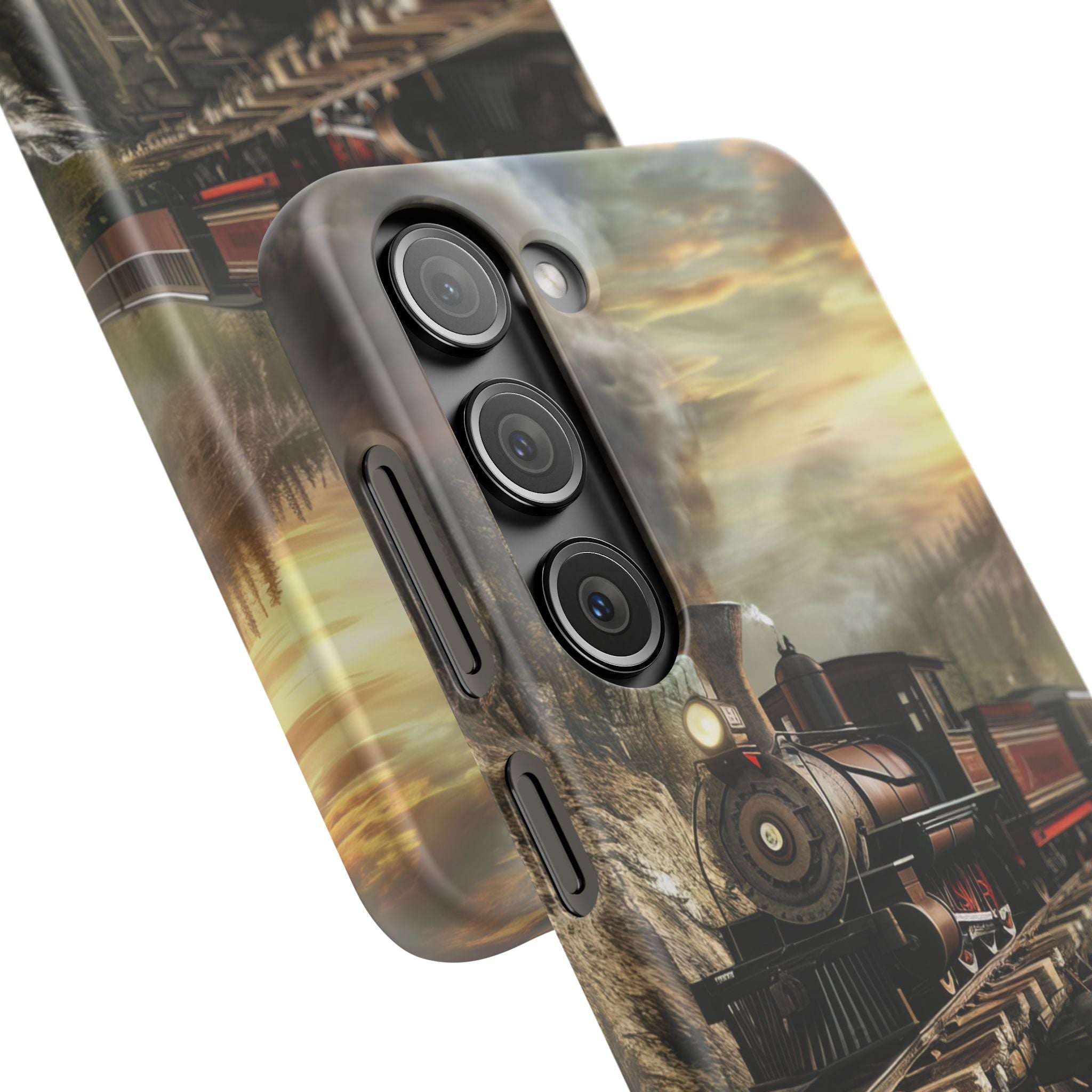 Vintage Steam Train Crossing Mountain Bridge Samsung S23 - Slim Phone Case