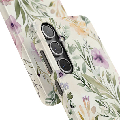 Soft Green Lavender Floral Pattern - Slim Samsung S24 Phone Case