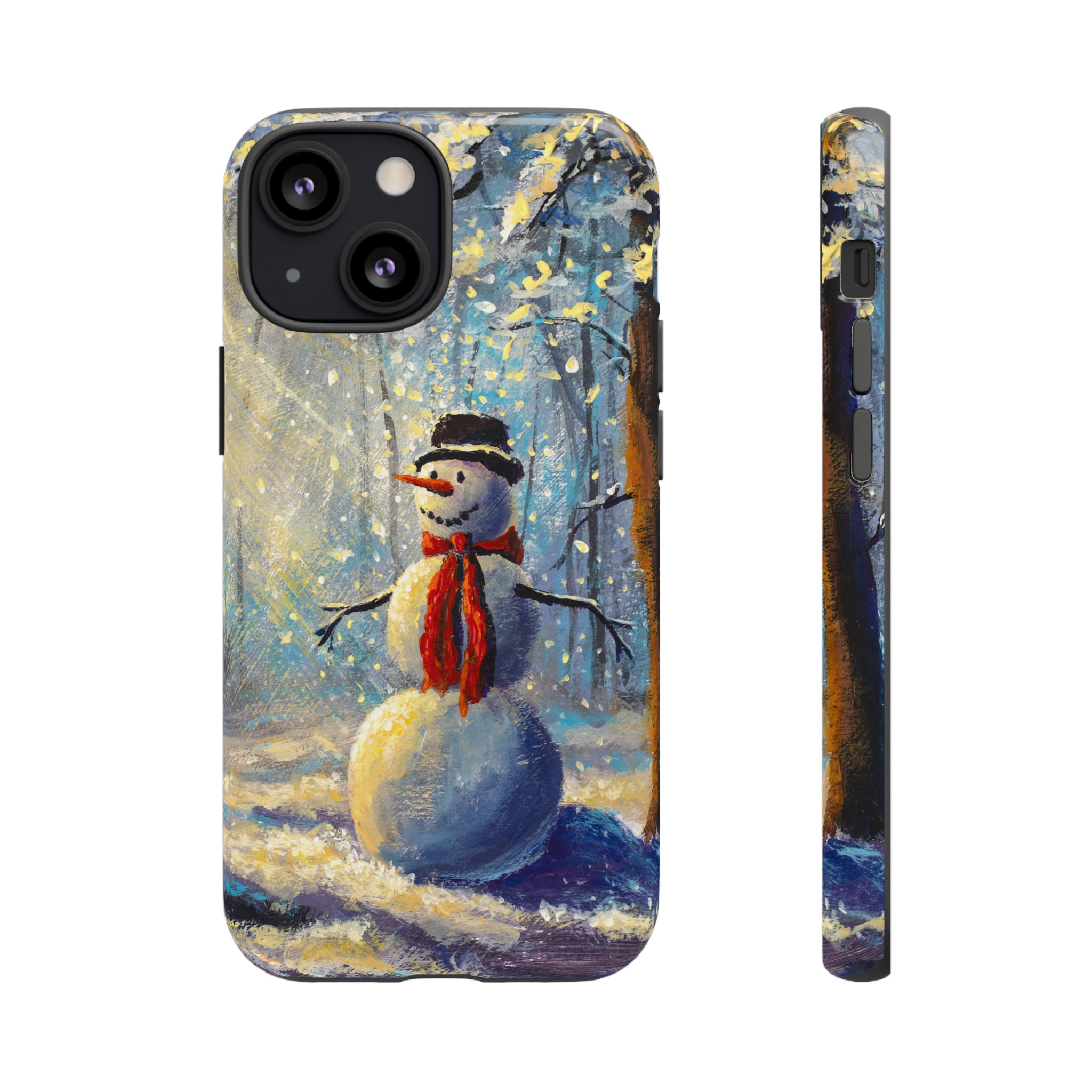 Oil painting - Happy Snowman - Protective Phone Case