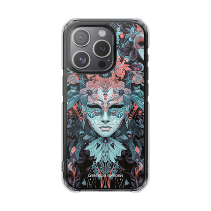 Mystic Teal Coral Mask - Clear Impact iPhone 15 Phone Case