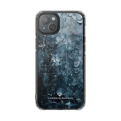 Weathered Blue Tapestry with Cracked Layers iPhone 15 - Clear Impact Phone Case