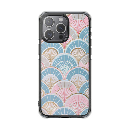 Art Deco Pastel Fan Pattern - Clear Impact iPhone 15 Phone Case