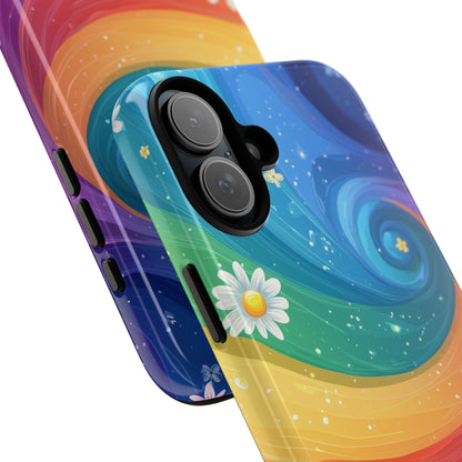 Rainbow Spiral Daisies iPhone 16 Plus Case - Tough