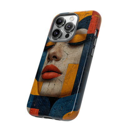 Blue Lady's Geometric Elegance - Protective Phone Case