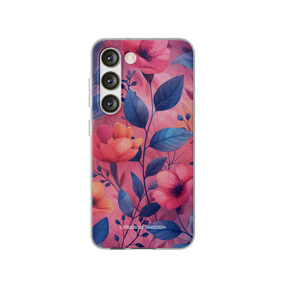 Pink Blue Floral - Flexi Samsung S23 Phone Case