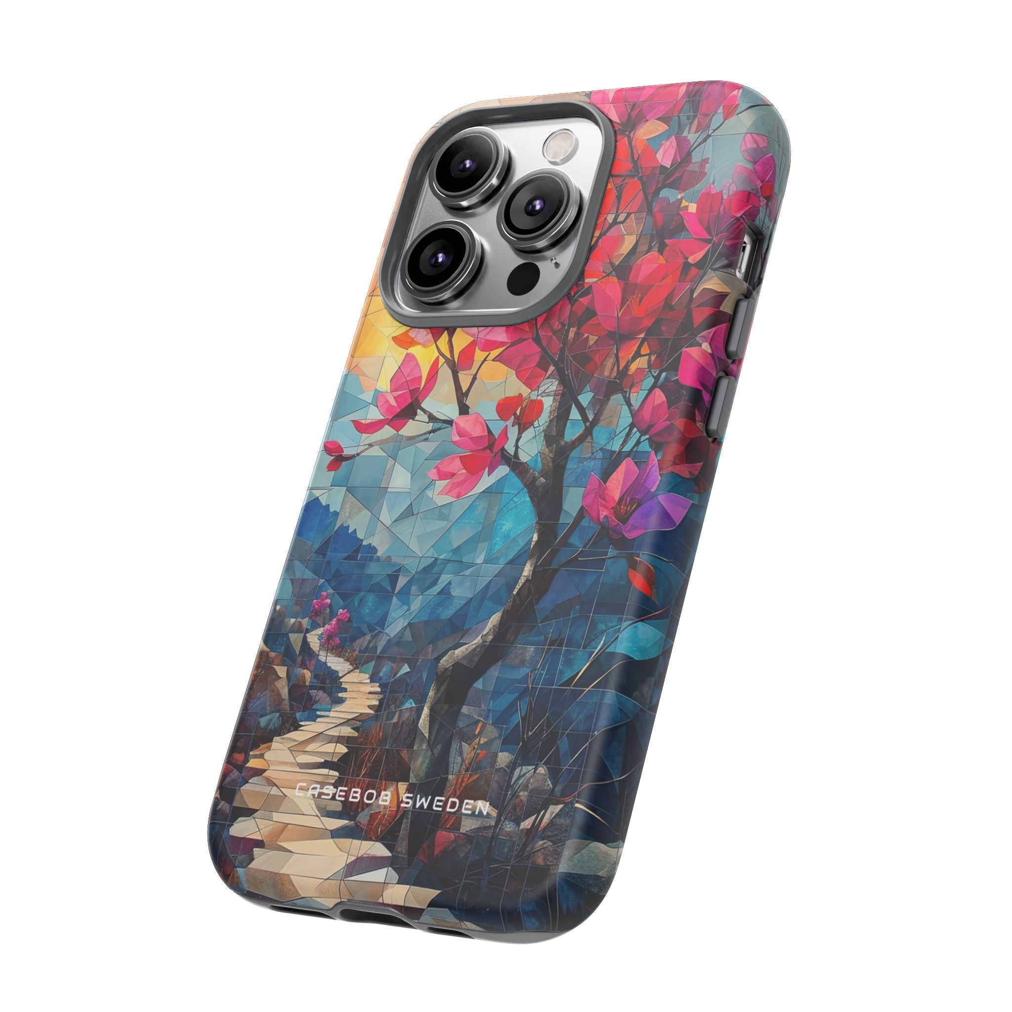 Vibrant Geometric Tree Landscape iPhone 14 - Tough Phone Case