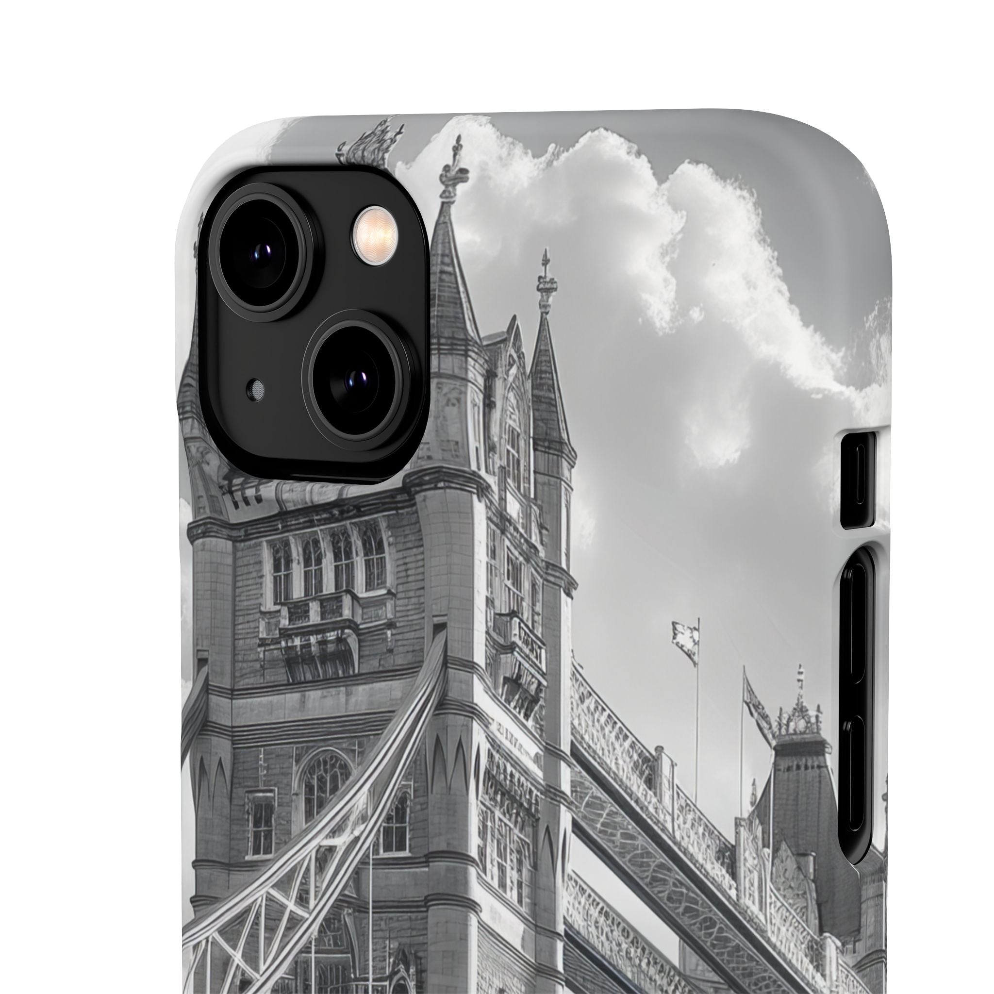 Tower Bridge Monochrome Architecture Study iPhone 14 - Slim Phone Case