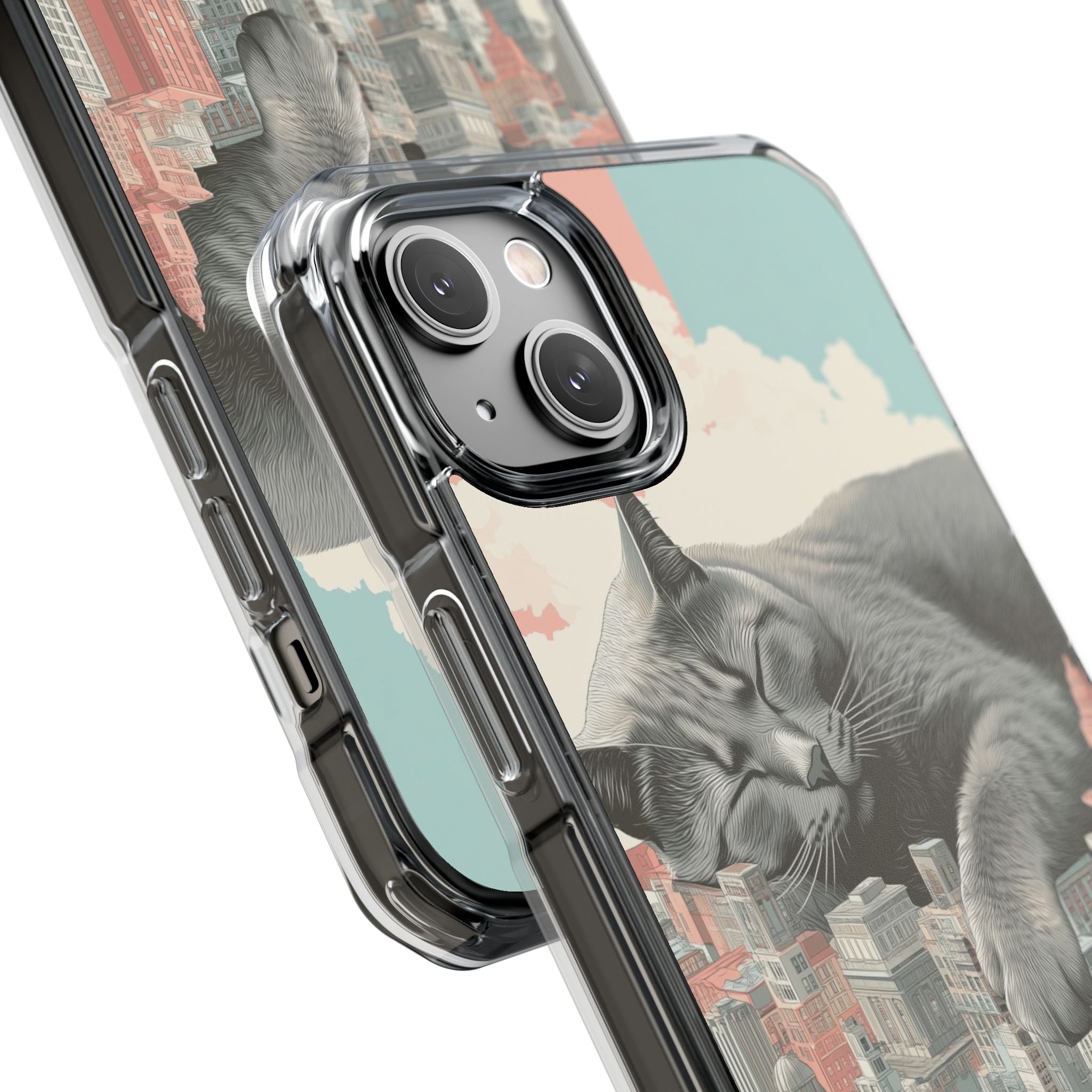 Cat Rests Over City iPhone Case - Impact