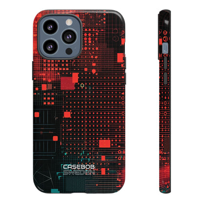 Crimson Circuit Grid iPhone 13 - Tough
