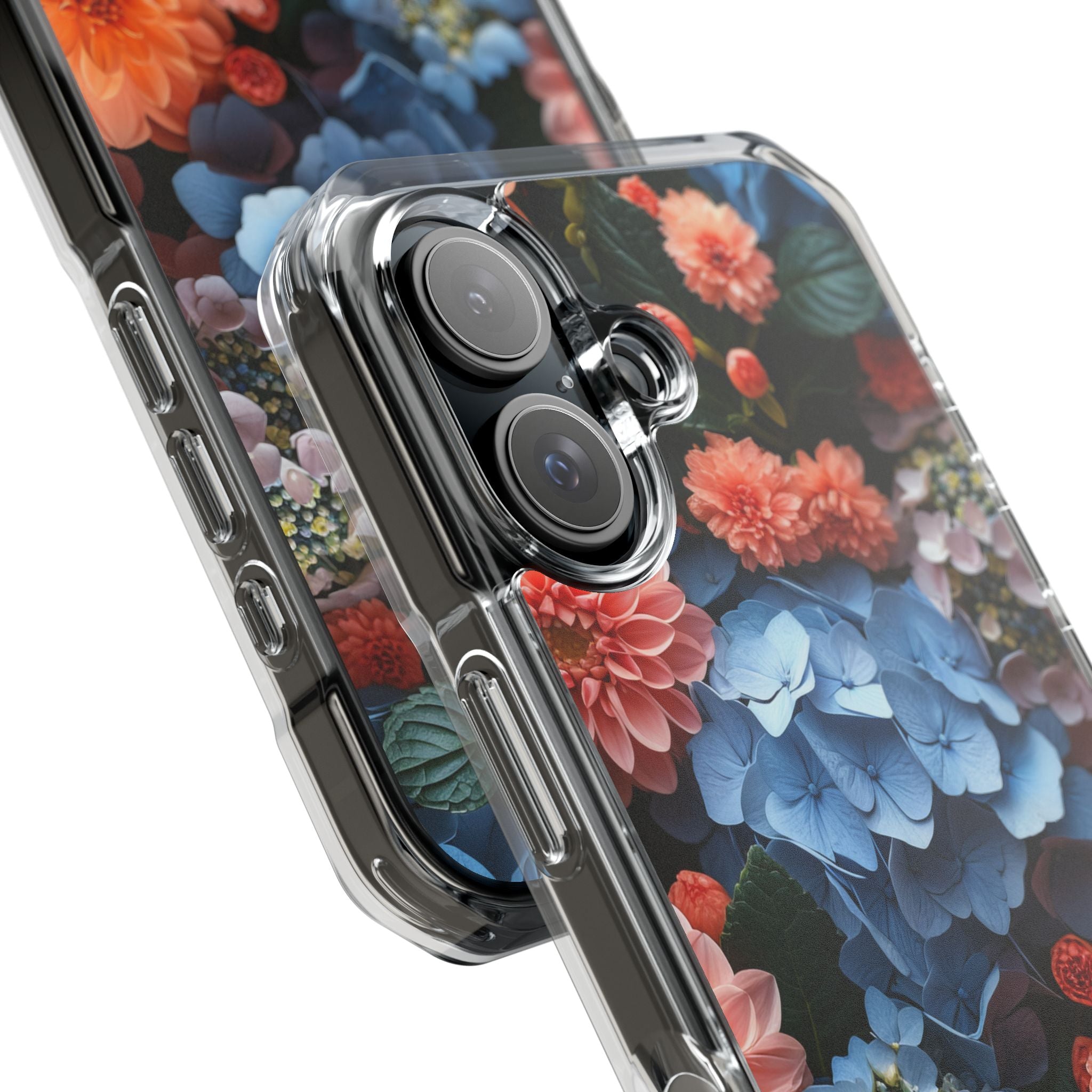 Blue Floral Bliss - Clear Impact iPhone 16 Phone Case