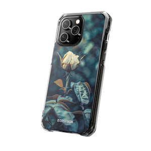 Teal Rosebud Serenade – Handyhülle für iPhone (Clear Impact – Magnetisch)