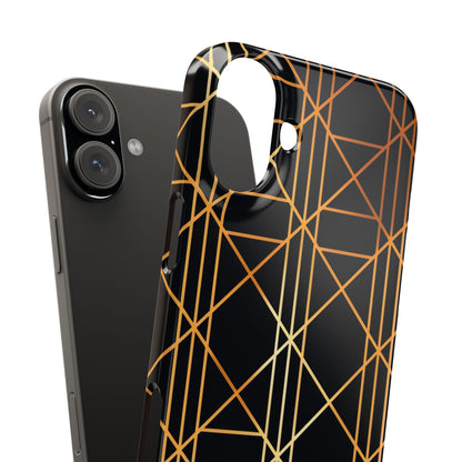 Golden Geometric Elegance iPhone 16 - Slim Phone Case