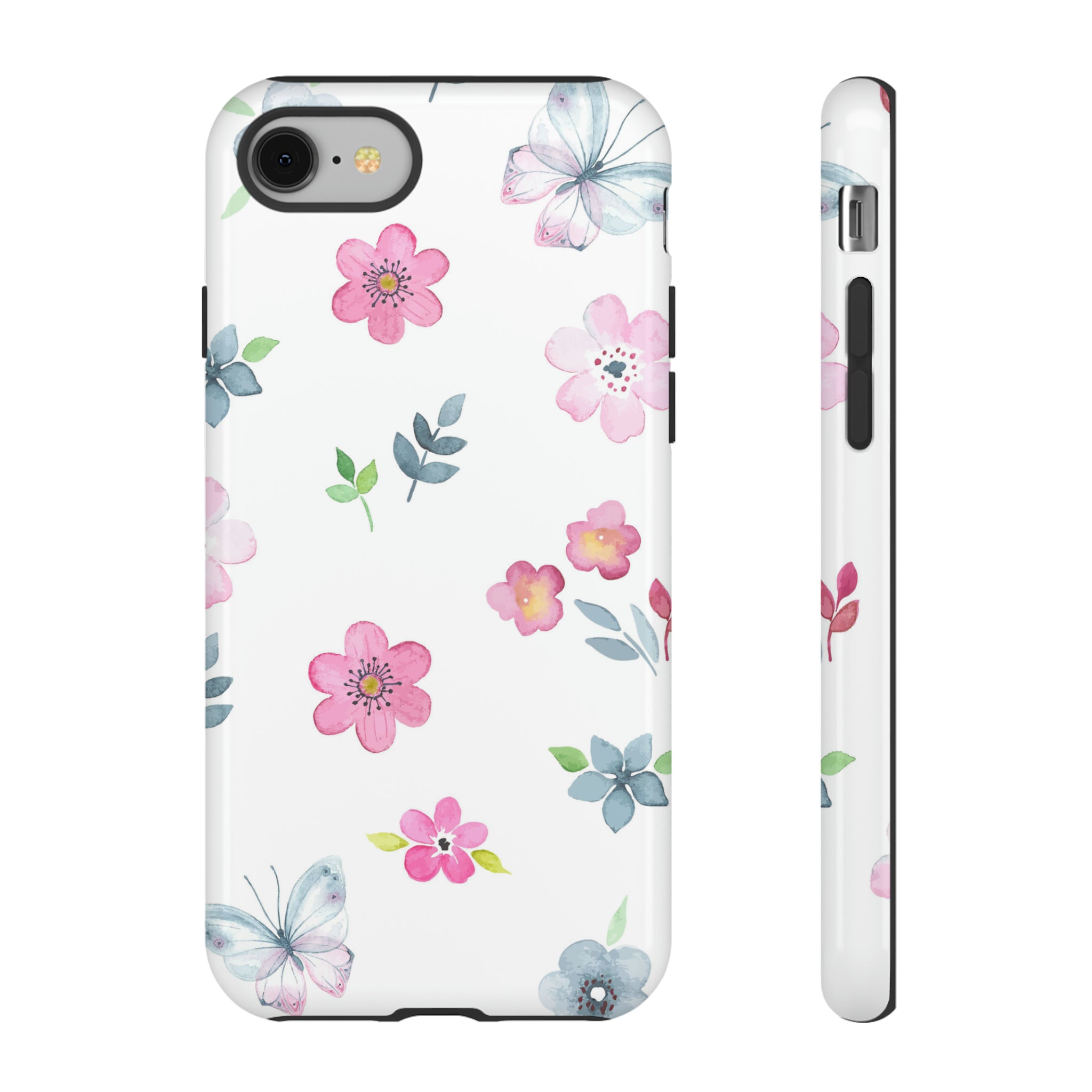 Vintage flowers and butterflies iPhone case - Protective Phone Case