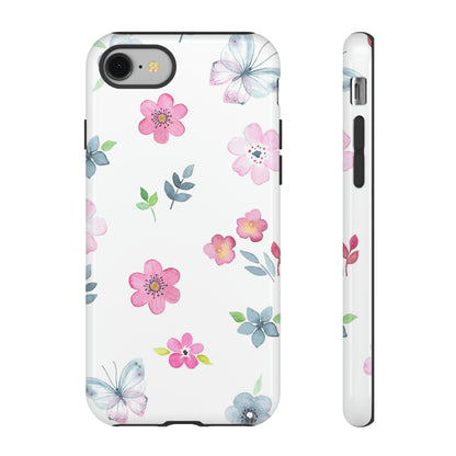 Vintage flowers and butterflies iPhone case - Protective Phone Case