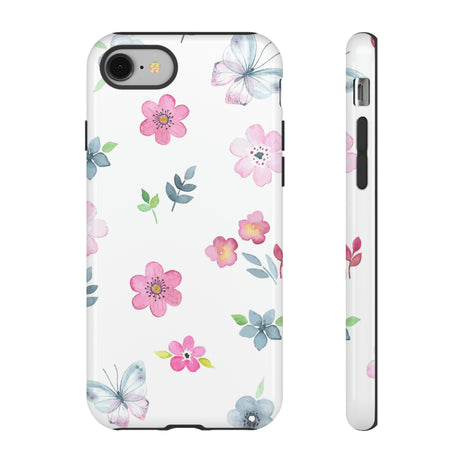 Vintage flowers and butterflies iPhone case (Protective) - Protective Phone Case