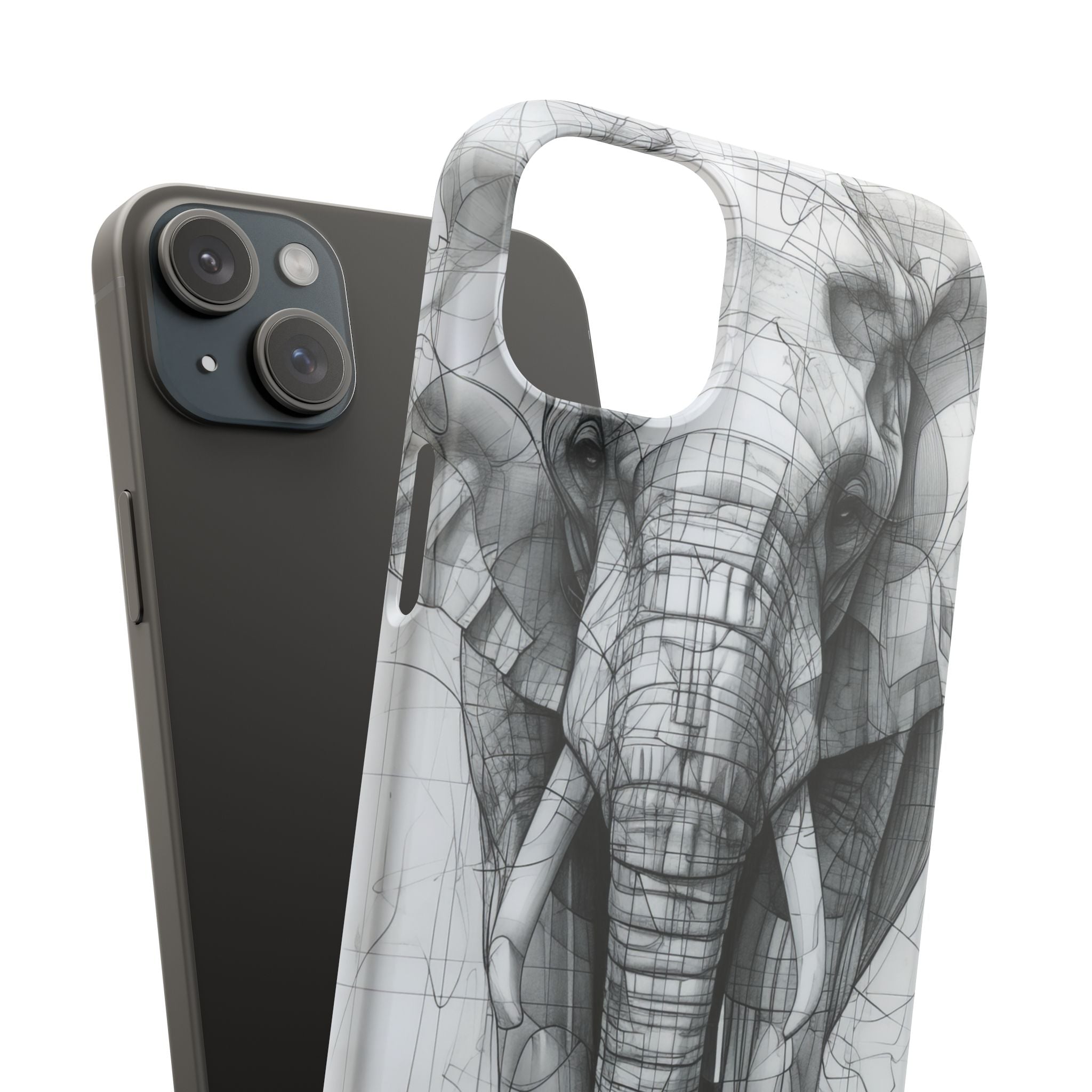 Elephant Line Geometry iPhone 15 - Slim Phone Case