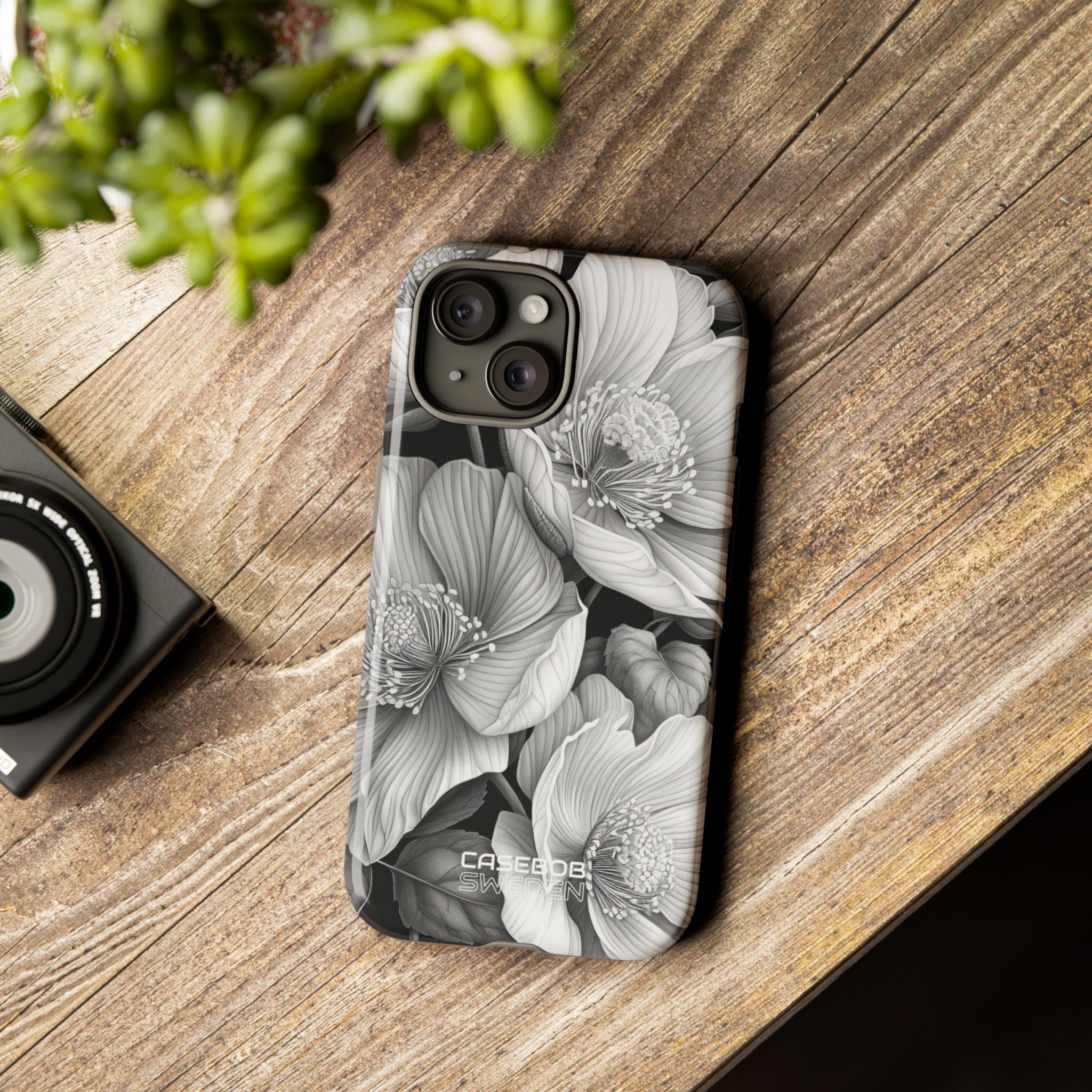 Monochrome Petal Dance iPhone 15 – Robust
