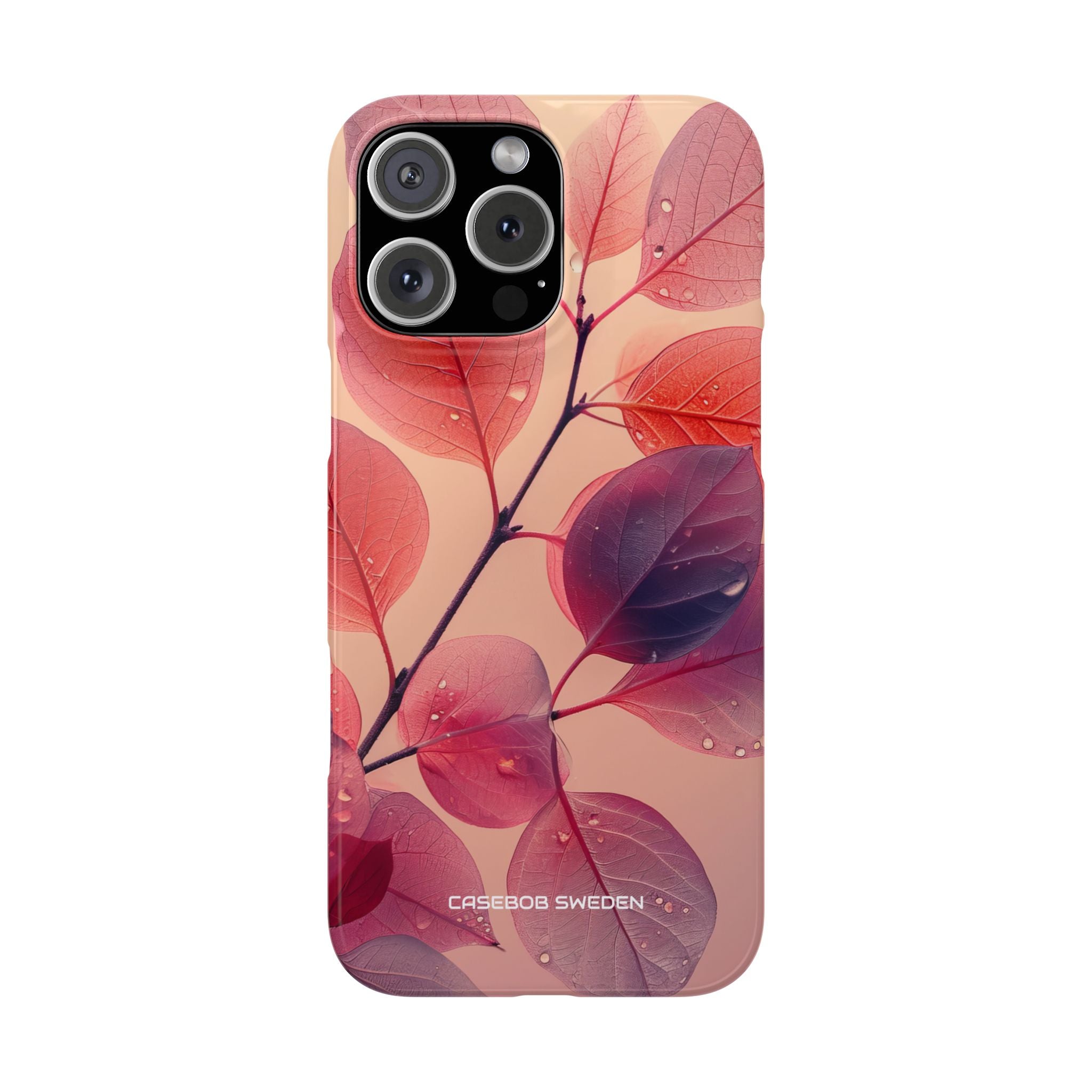 Pink Serenity Leaf Design - Slim iPhone 16 Phone Case