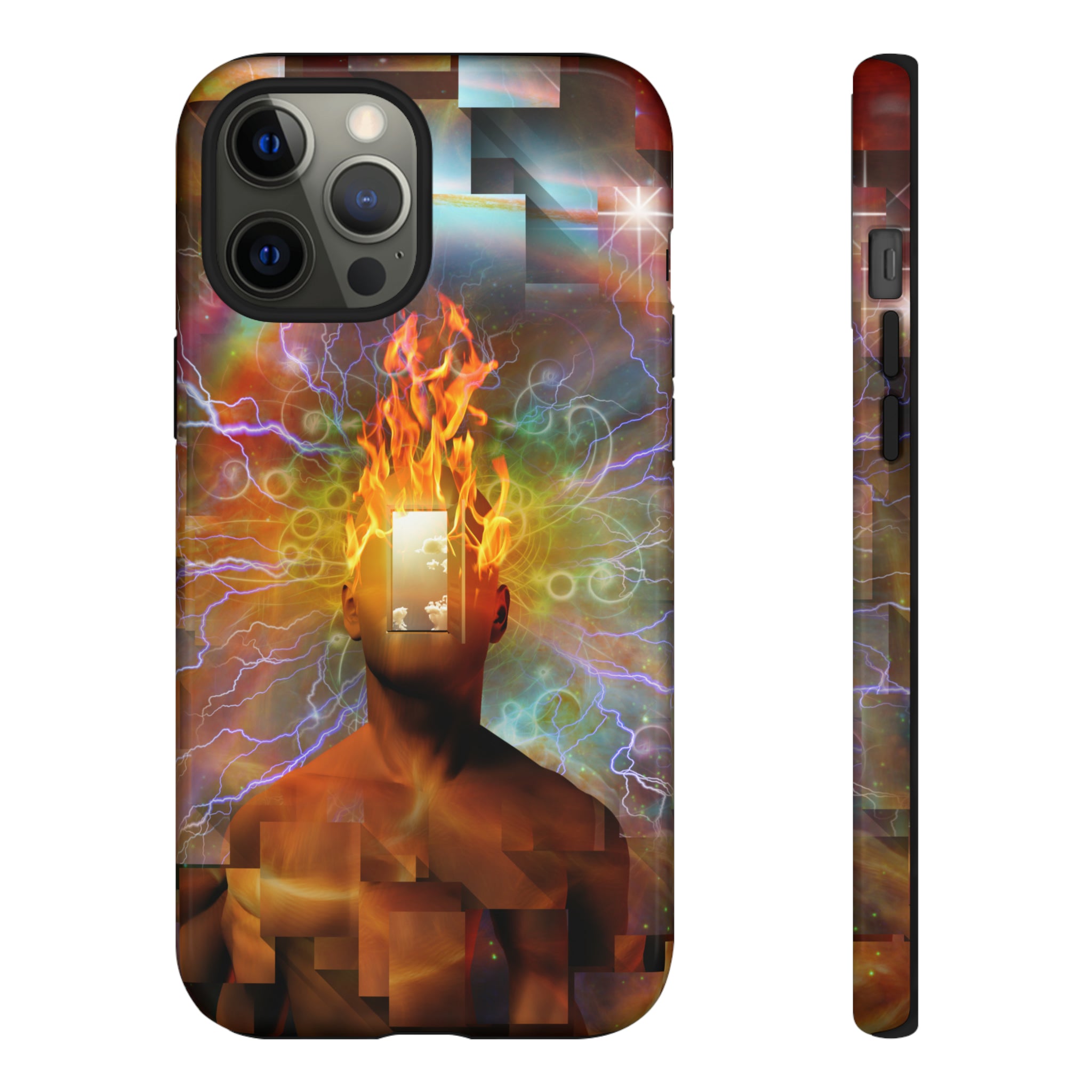 Man with burning mind - Protective Phone Case