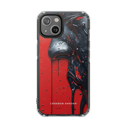 Textured Crimson Bloom iPhone 14 - Clear Impact Phone Case