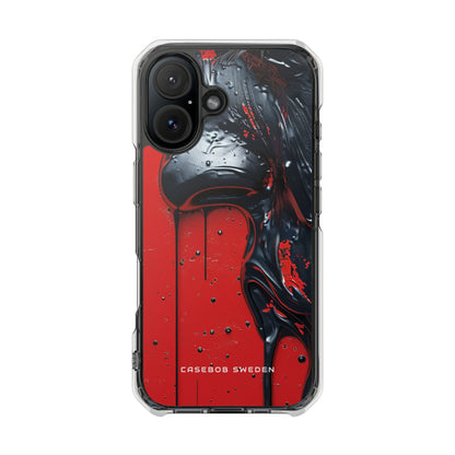 Textured Crimson Bloom iPhone 16 - Clear Impact Phone Case