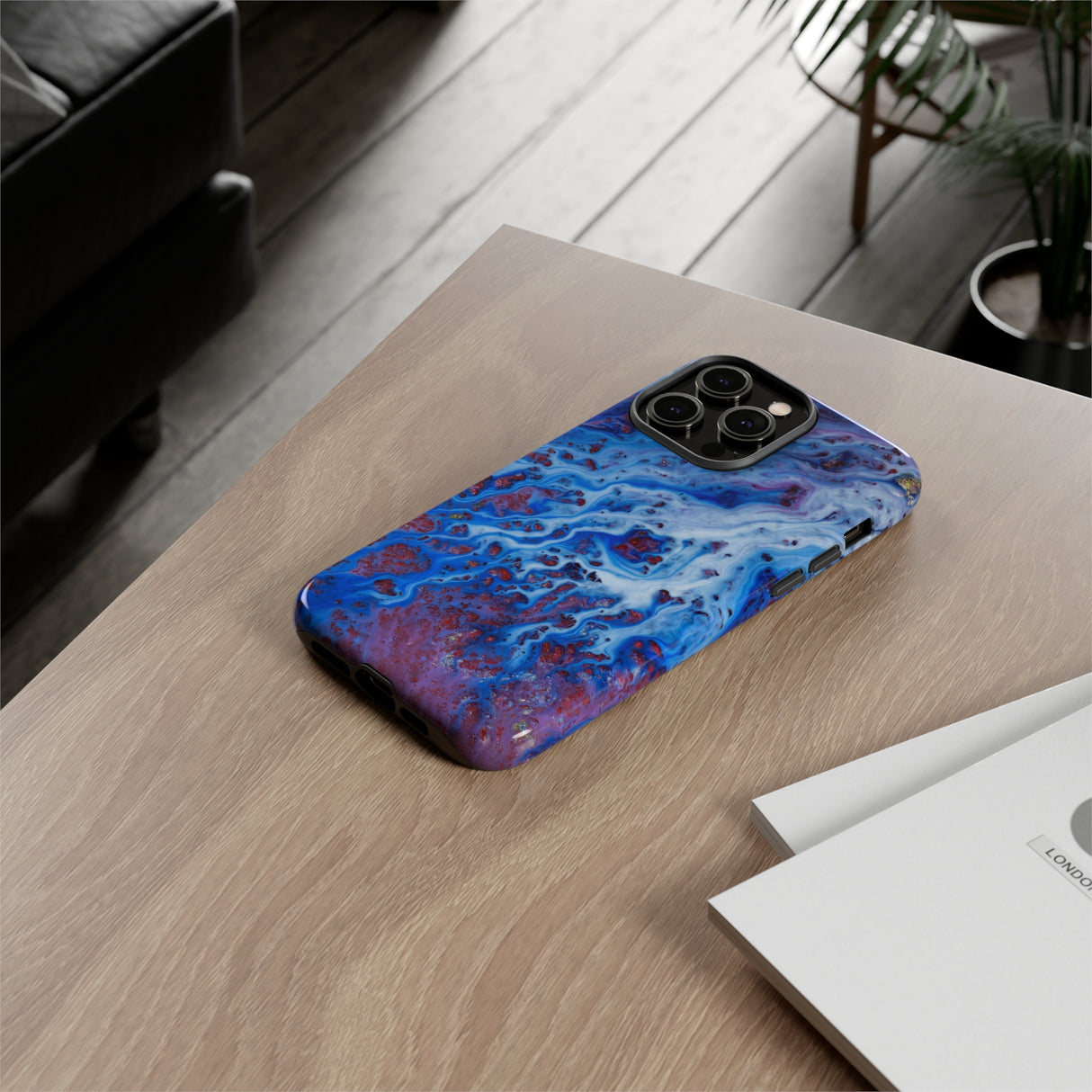 Ice Blue River Ink Art iPhone Case (Protective) Phone Case