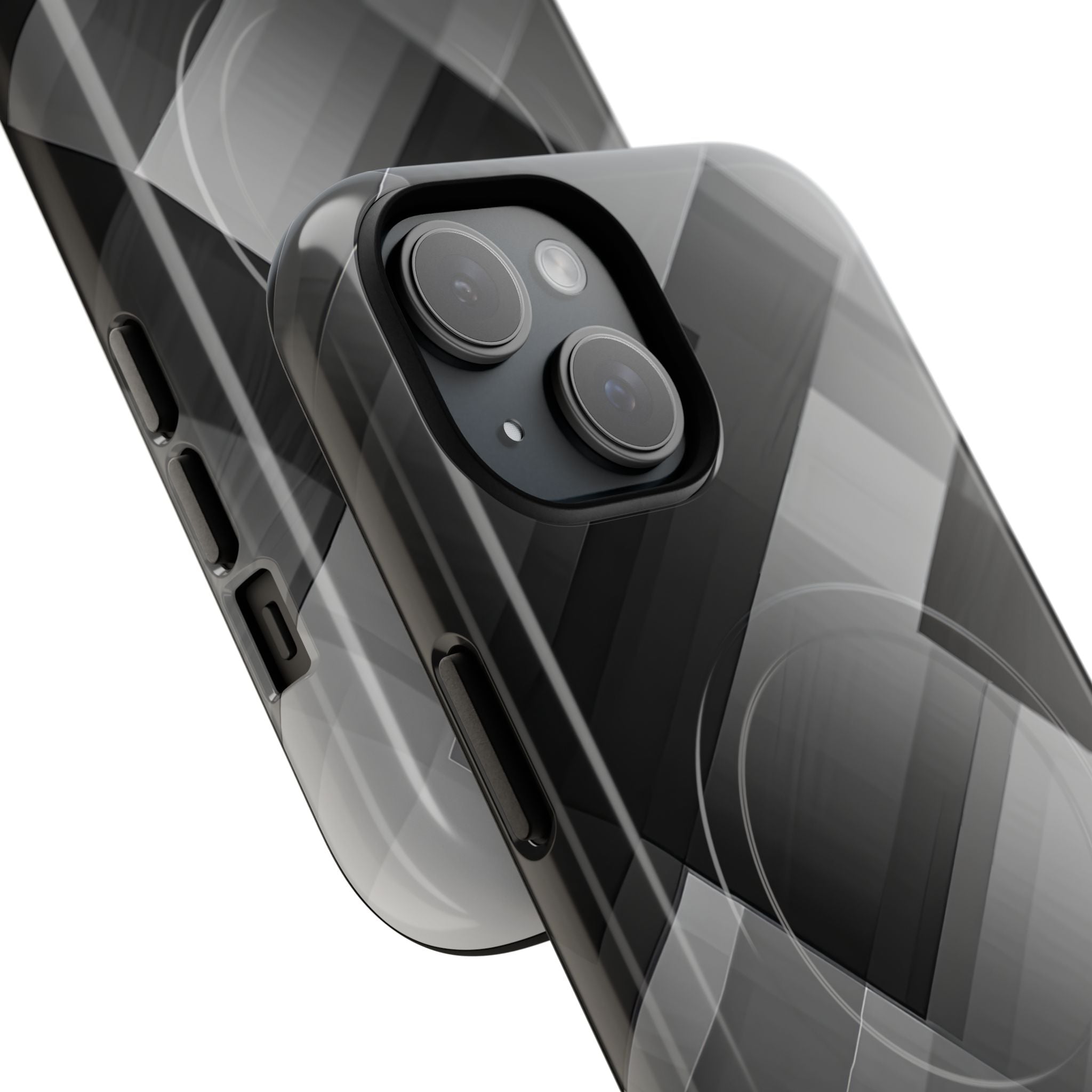 Grayscale Geometric Layers iPhone 15 - Tough+