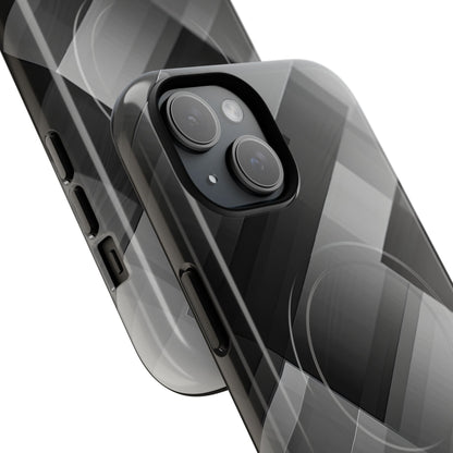 Grayscale Geometric Layers iPhone 15 - Tough+