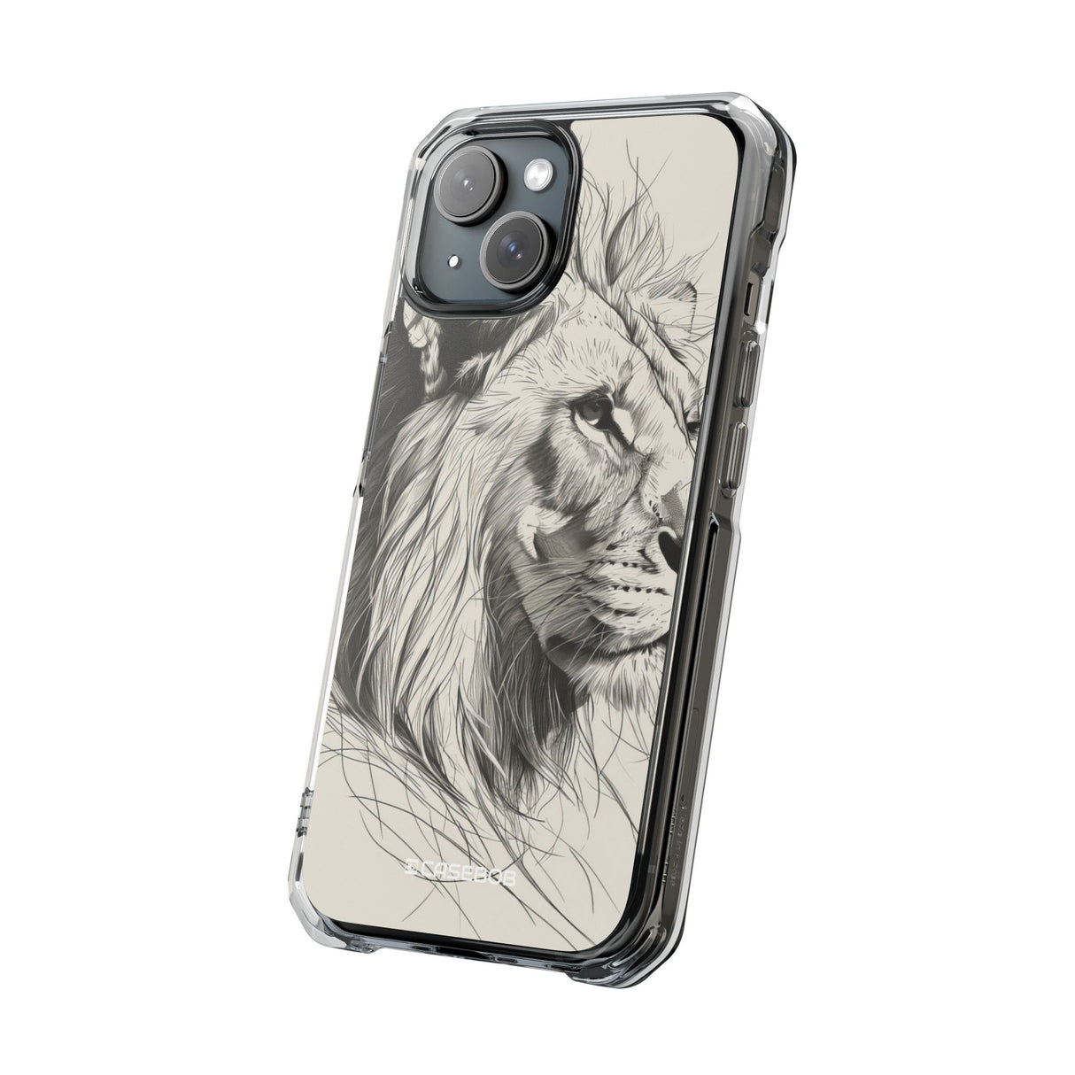 Majestic Linework Lion - Phone Case for iPhone (Clear Impact - Magnetic)