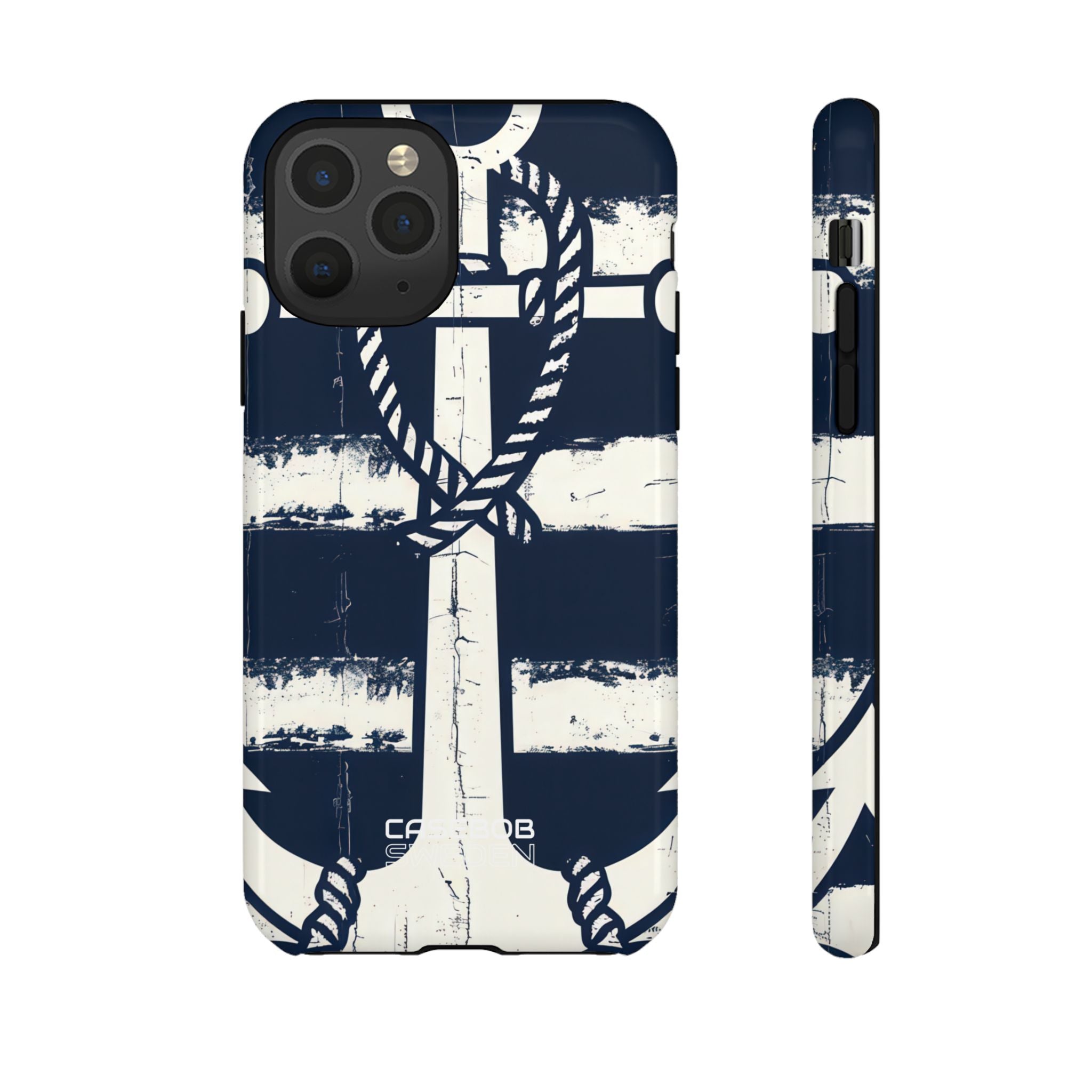 Navy Anchor Stripes iPhone 11 - Tough