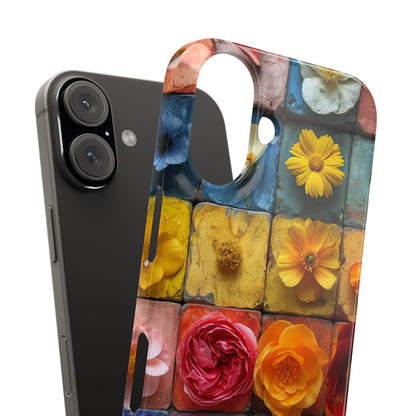 Vibrant Floral Tiles - Slim iPhone 16 Phone Case