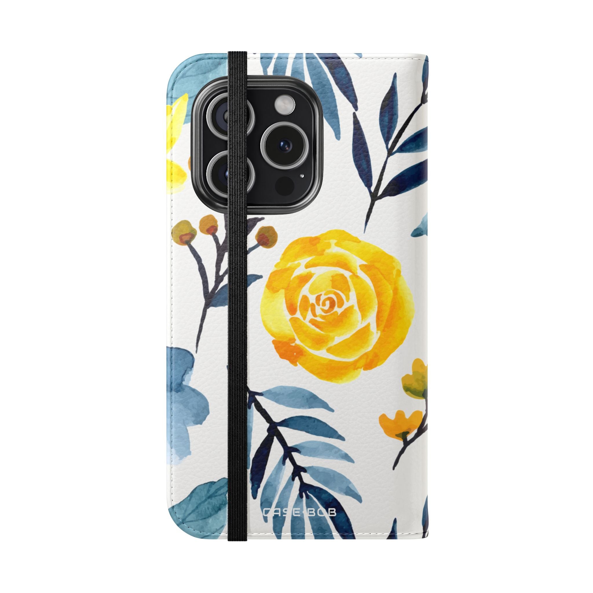 Yellow Blue Blossoms - iPhone 15 Pro Case - Wallet