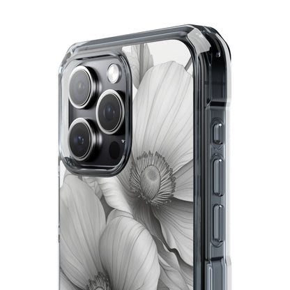 Grayscale Floral Harmony iPhone 15 - Impact Clear+