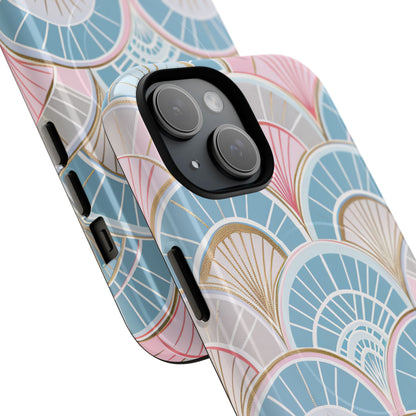 Art Deco Pastel Fan Pattern - Tough + MagSafe® iPhone 15 Phone Case