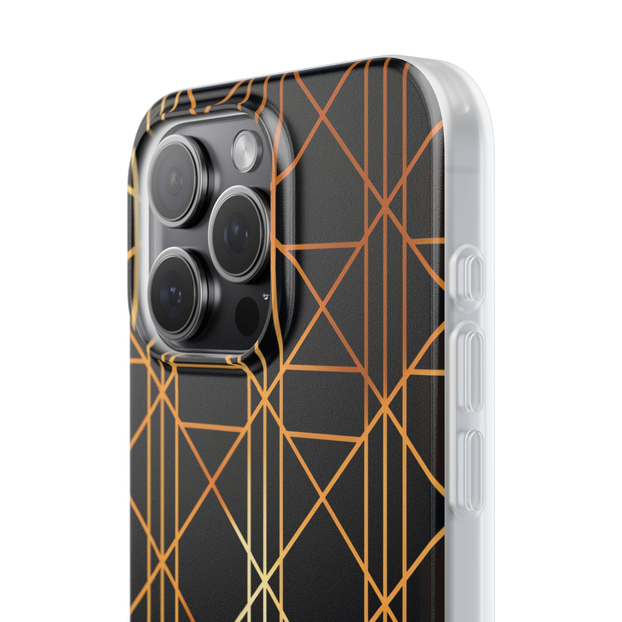 Golden Geometric Elegance iPhone 15 - Flexi Phone Case