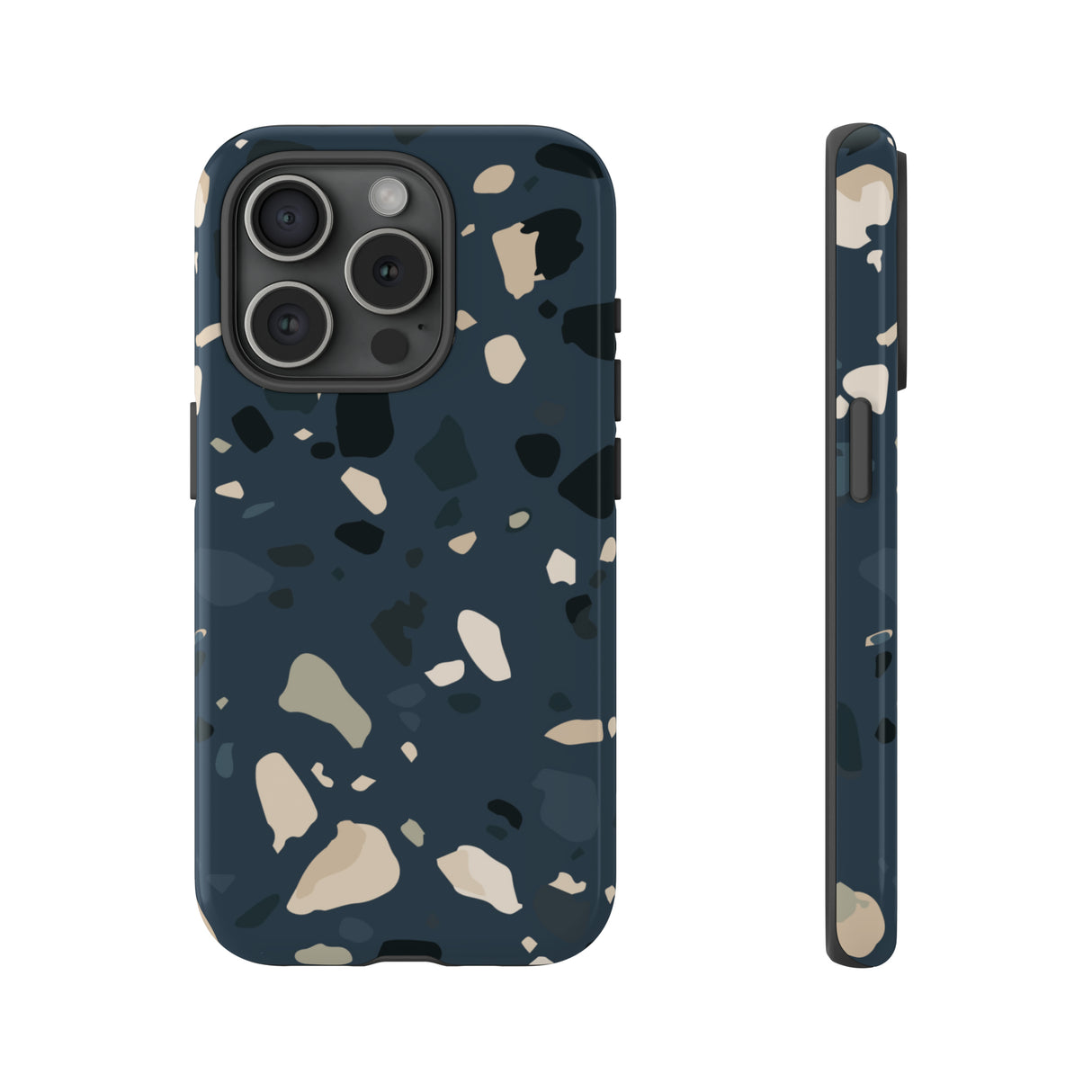 Dark Blue Terrazzo - Protective Phone Case