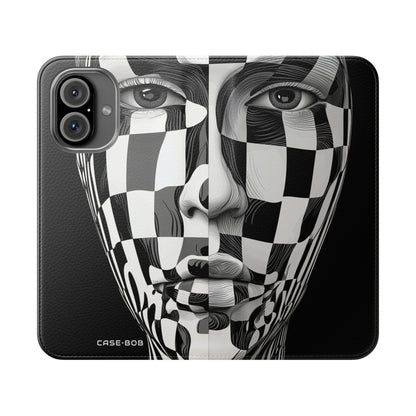 Mirrored Checkerboard Face - iPhone 16  Case - Wallet
