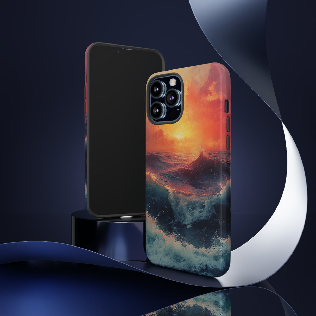 Pastel Waves at Sundown - Protective Phone Case