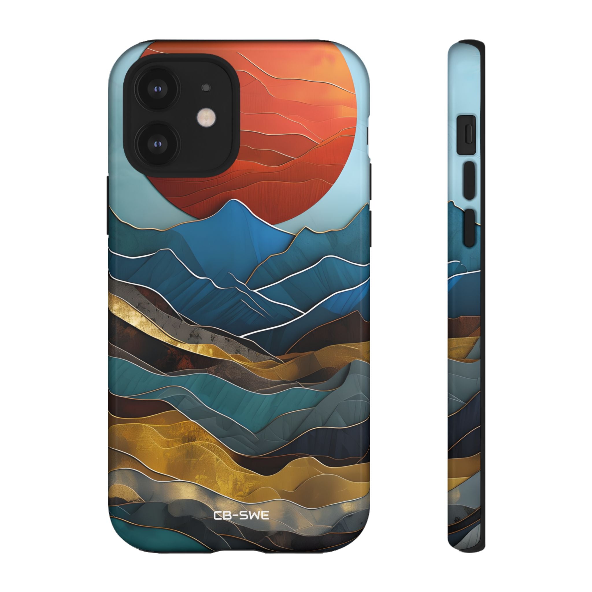 Sunset Geometry Waves - iPhone Case